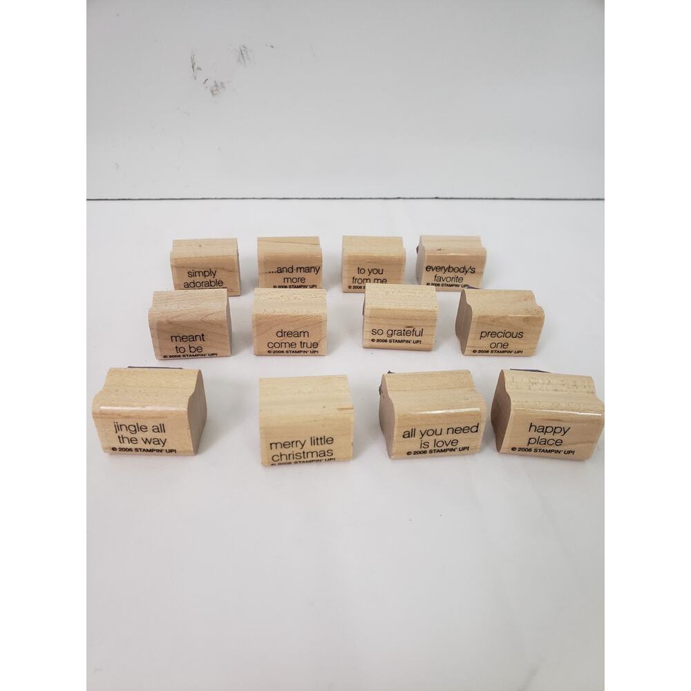 2006 Stampin Up! Rubber Card Making Words Wood-Mounted Words Retired Set of 12